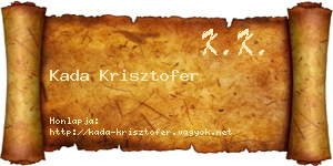 Kada Krisztofer névjegykártya